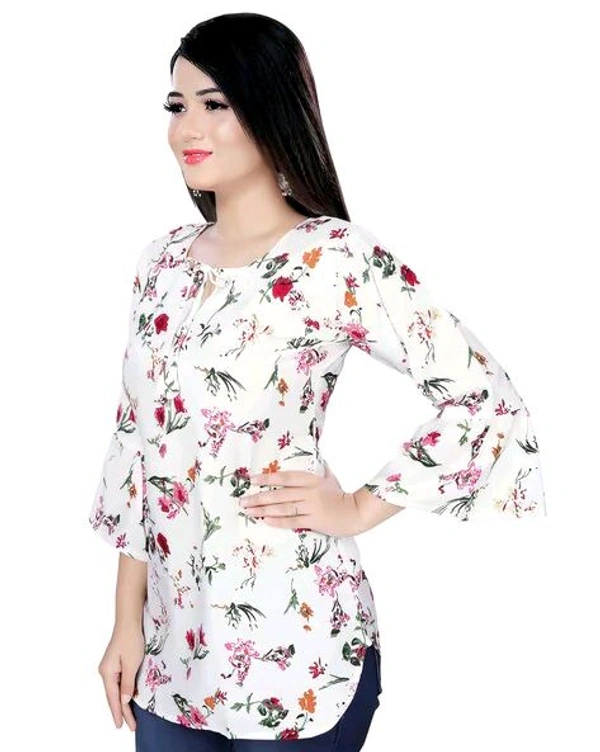 Casual Printed Women Blue Top - off white, S