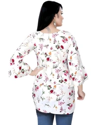 Casual Printed Women Blue Top - off white, S