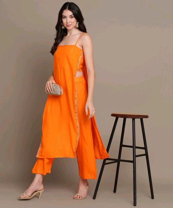Women Viscose Rayon Kurta Palazzo Set - Ecstasy, L