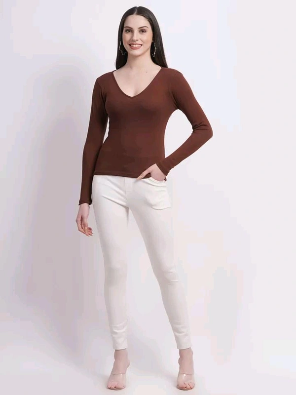 Casual Wear Full Sleeve Regular Fit Top for Women, Top for Girls Free Size (Bust 28-32,Length-18, Brown) - Saddle, L
