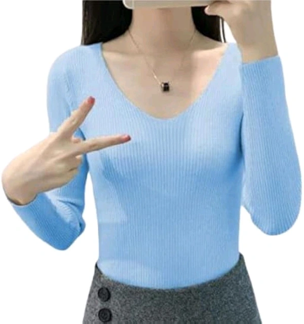 Casual Wear Full Sleeve Regular Fit Top for Women, Top for Girls Free Size (Bust 28-32,Length-18, Brown) - Polo Blue, L