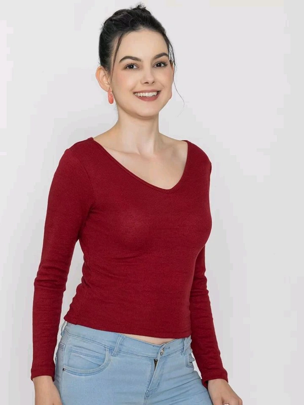 Casual Wear Full Sleeve Regular Fit Top for Women, Top for Girls Free Size (Bust 28-32,Length-18, Brown) - Merlot, M