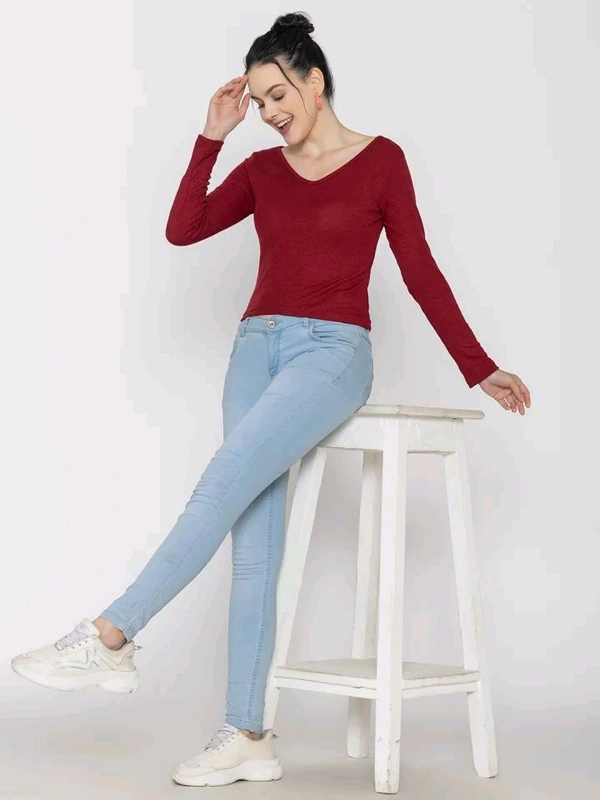 Casual Wear Full Sleeve Regular Fit Top for Women, Top for Girls Free Size (Bust 28-32,Length-18, Brown) - Merlot, M