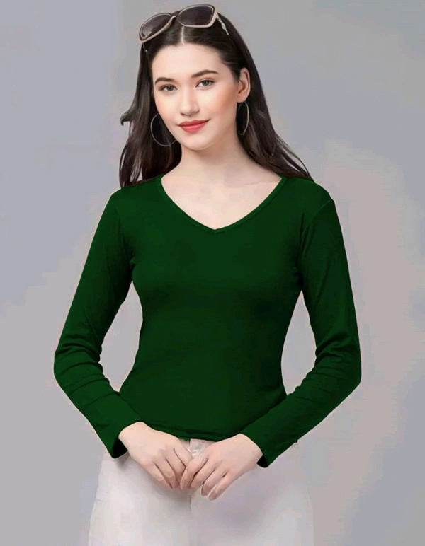 Casual Wear Full Sleeve Regular Fit Top for Women, Top for Girls Free Size (Bust 28-32,Length-18, Brown) - Palm Green, M