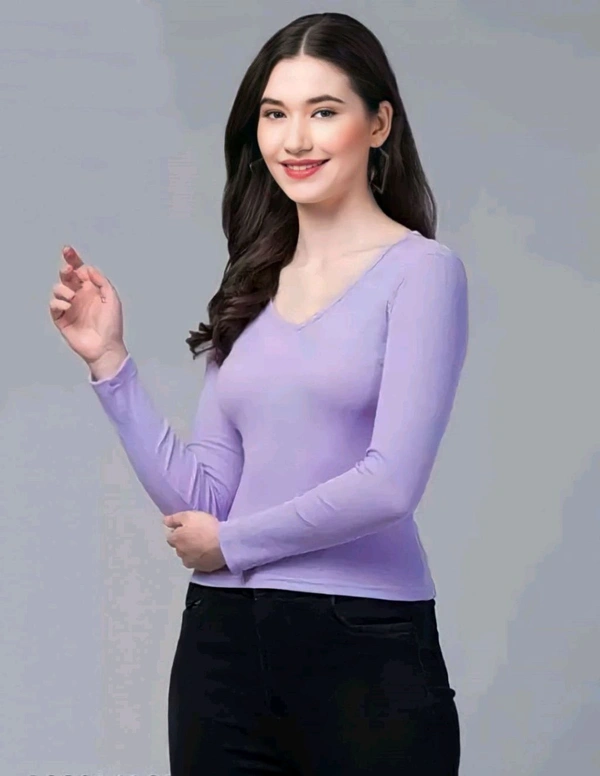 Casual Wear Full Sleeve Regular Fit Top for Women, Top for Girls Free Size (Bust 28-32,Length-18, Brown) - Lavender Gray, M