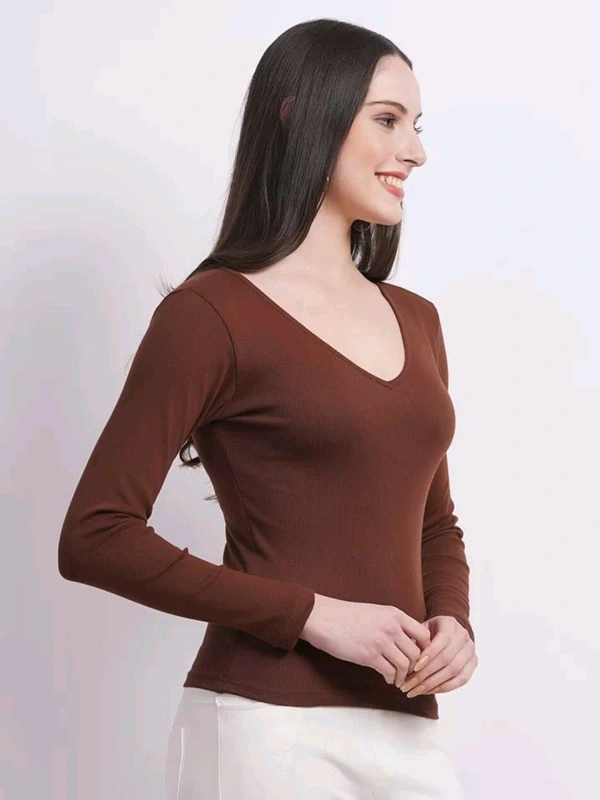 Casual Wear Full Sleeve Regular Fit Top for Women, Top for Girls Free Size (Bust 28-32,Length-18, Brown) - Saddle, S