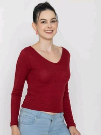 Casual Wear Full Sleeve Regular Fit Top for Women, Top for Girls Free Size (Bust 28-32,Length-18, Brown) - Merlot, XL