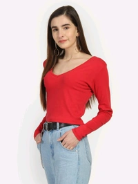 Casual Wear Full Sleeve Regular Fit Top for Women, Top for Girls Free Size (Bust 28-32,Length-18, Brown) - Red, XL