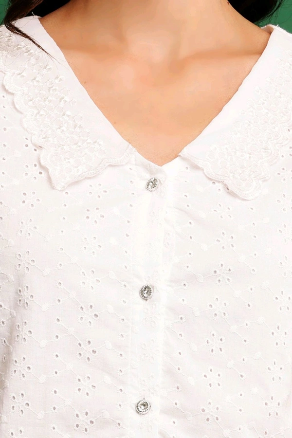 Casual Regular Sleeves Solid Women's White Top - White, L