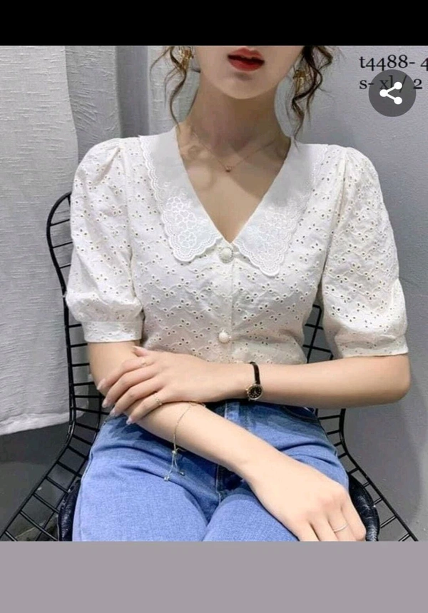 Casual Regular Sleeves Solid Women's White Top - White, M