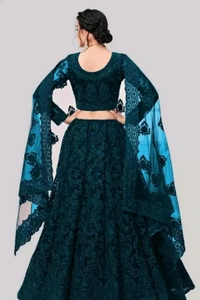 Solid, Embroidered, Embellished, Self Design Semi Stitched Lehenga Choli (Green) - Elephant, Free Size