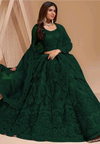 Embroidered Semi Stitched Lehenga Choli (Purple) - Everglade, Free Size