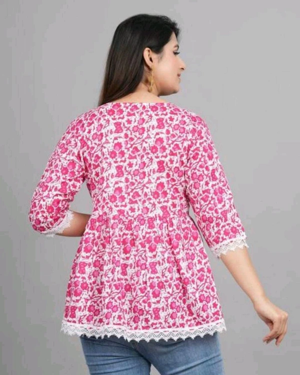 Women's Maroon Floral Printed Short Kurta, Casual Kurta for Girls and Women, Flared Short Kurta & Tunic - Violet Red, L