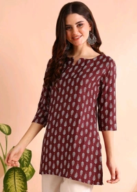 Women Floral Print Cotton Rayon Straight Kurta (Blue) - Buccaneer, M