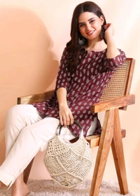 Women Floral Print Cotton Rayon Straight Kurta (Blue) - Buccaneer, M
