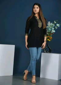 Women Solid Viscose Rayon Straight Kurta (Black) - Black, XXXL