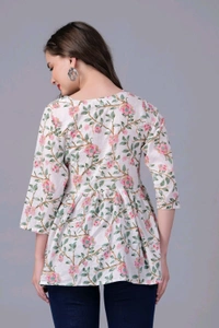 Formal Regular Sleeves Floral PrintWomen White Top - White, M