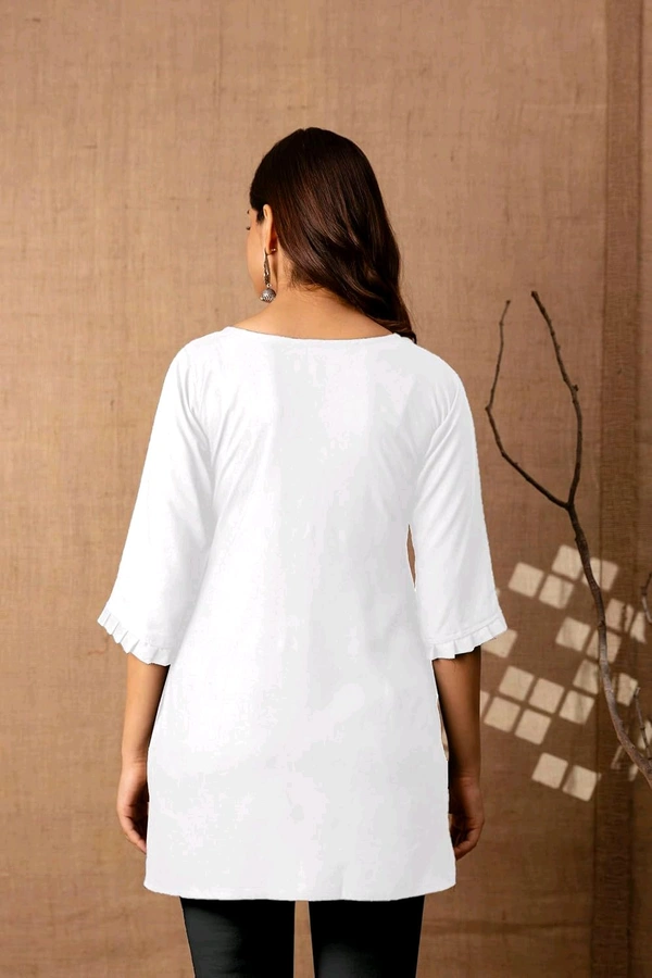 Women Rayon Regular Top - White, M