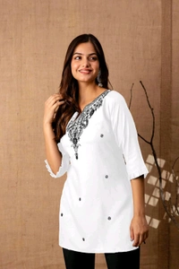 Women Rayon Regular Top - White, S