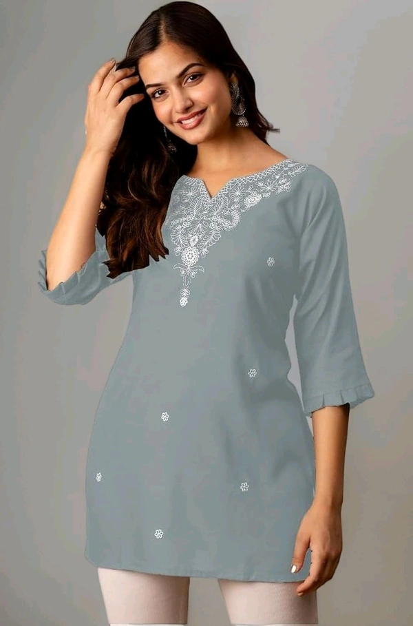 Women Rayon Regular Top - Oslo Gray, XL