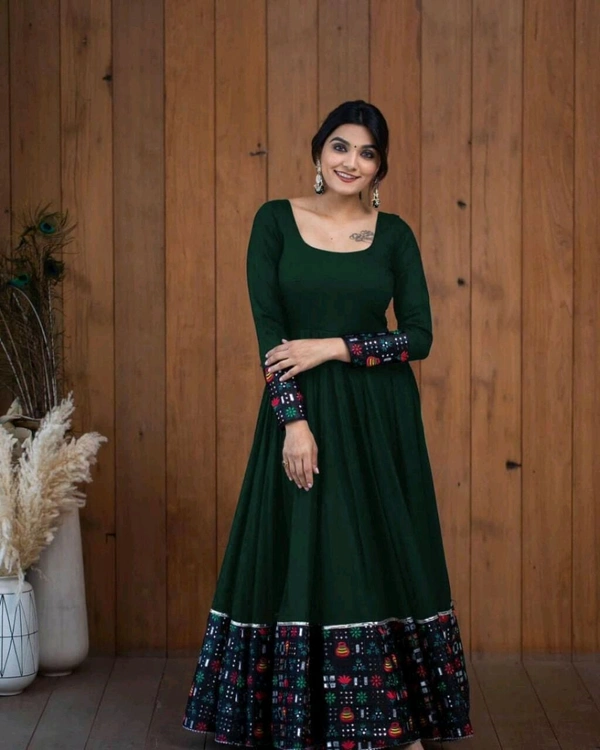 Viscose Rayon Stitched Anarkali Gown (Blue) - Cape Cod, XL