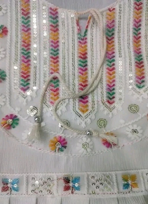 Casual Bell Sleeves Self Design, Lace, Embroidered Women White Top - White, XL