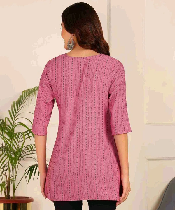 Women Striped Pure Cotton. Straight Kurta (Purple) - Deep Blush, L