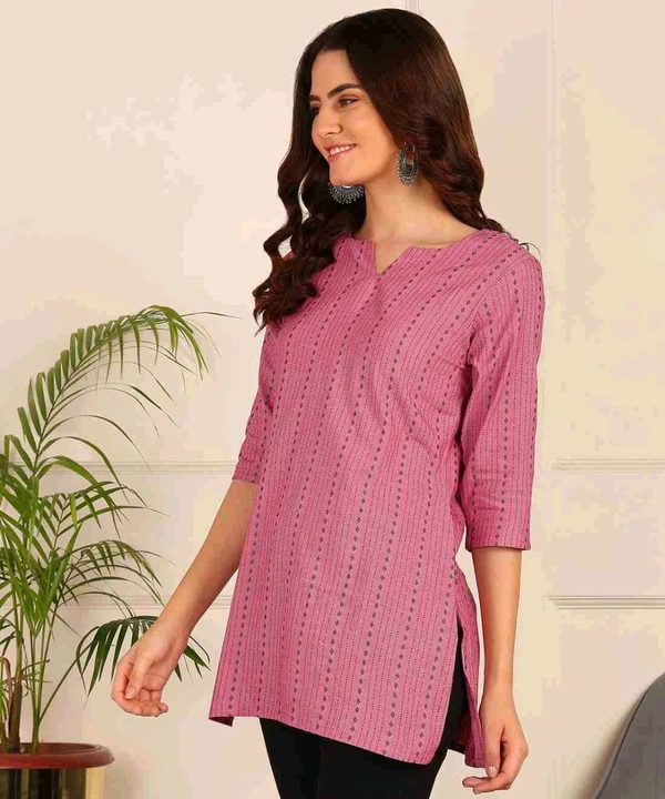 Women Striped Pure Cotton. Straight Kurta (Purple) - Deep Blush, L