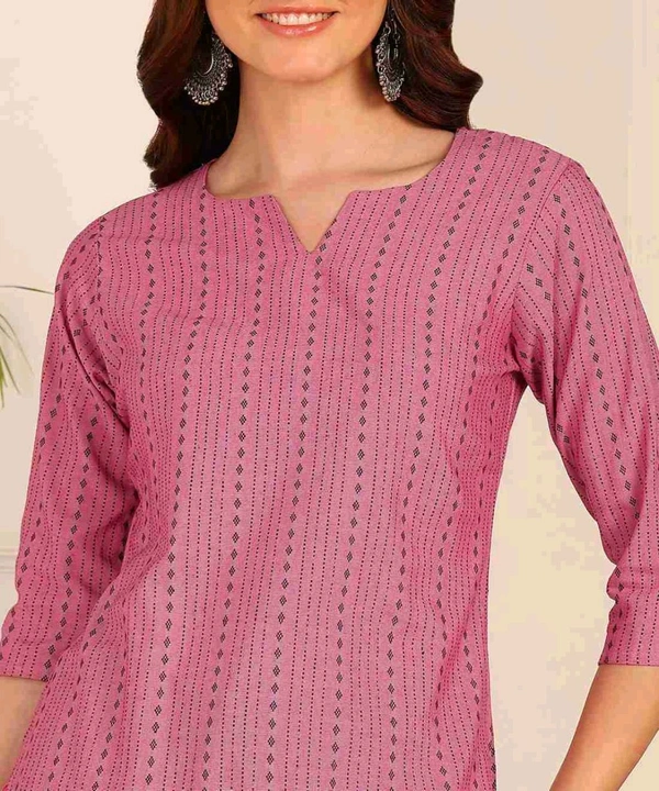 Women Striped Pure Cotton. Straight Kurta (Purple) - Deep Blush, L