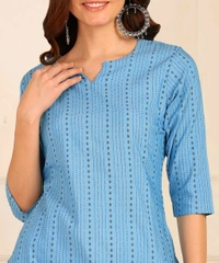 Women Striped Pure Cotton. Straight Kurta (Purple) - Ship Cove, L