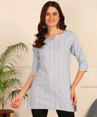Women Striped Pure Cotton. Straight Kurta (Purple) - Alto, XL