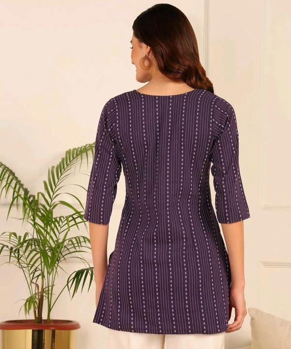 Women Striped Pure Cotton. Straight Kurta (Purple) - Eggplant, XXXL