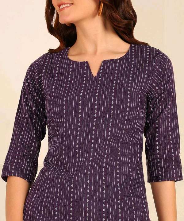 Women Striped Pure Cotton. Straight Kurta (Purple) - Eggplant, XXXL