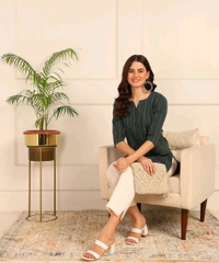 Women Striped Pure Cotton. Straight Kurta (Purple) - Nandor, XXXL