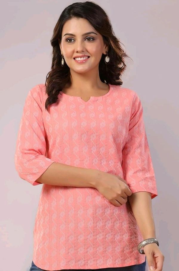 Women's Printed Short Kurti, 3/4 Sleeves - Geraldine, XL