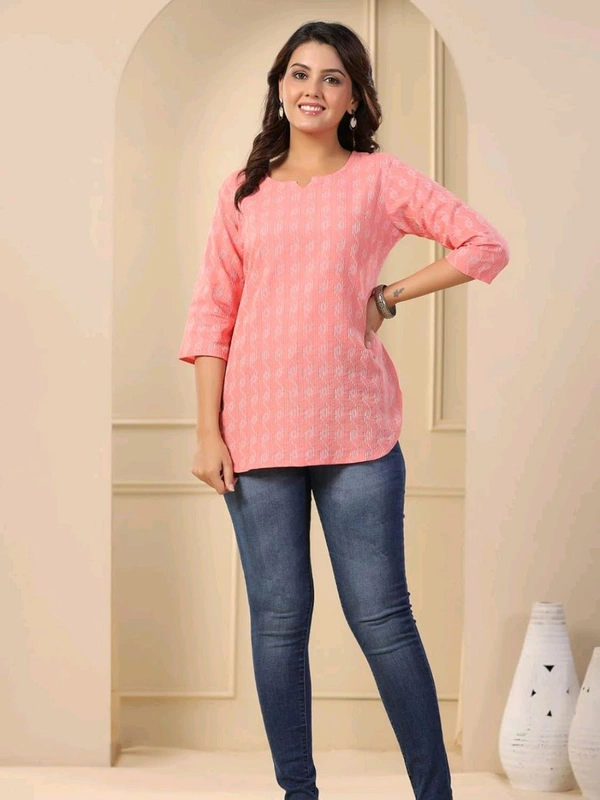 Women's Printed Short Kurti, 3/4 Sleeves - Geraldine, XL