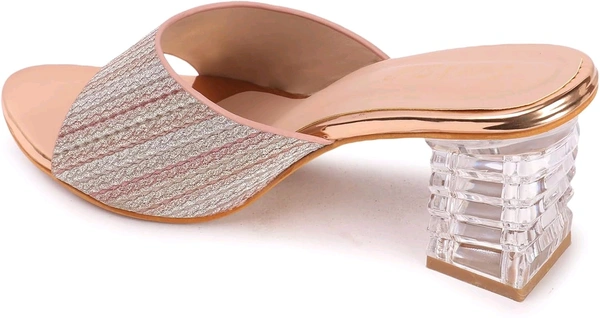 Glittery Slip-on Sandals with Transparent Heels, Multicolour - Sultan, 3