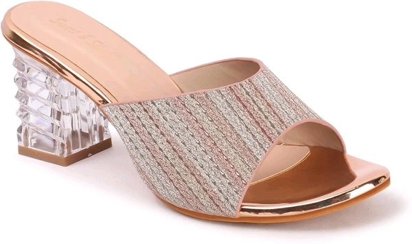 Glittery Slip-on Sandals with Transparent Heels, Multicolour - Sultan, 4