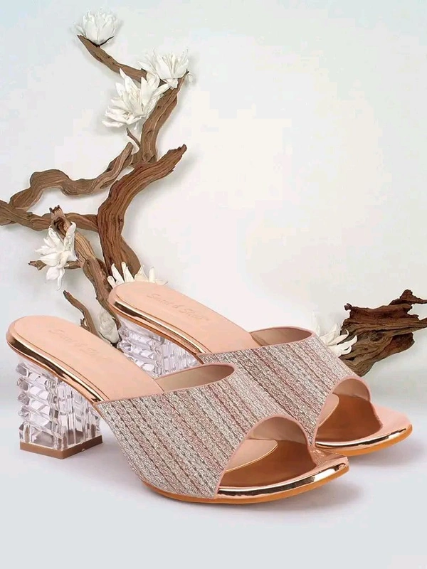 Glittery Slip-on Sandals with Transparent Heels, Multicolour - Sultan, 4