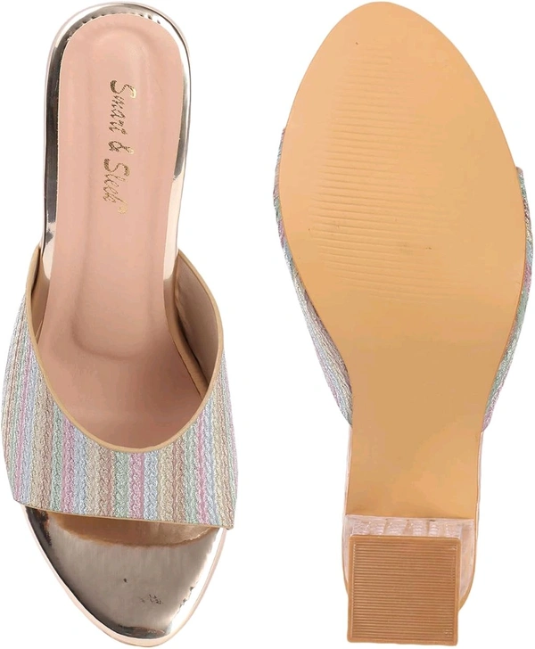 Glittery Slip-on Sandals with Transparent Heels, Multicolour - multi, 4