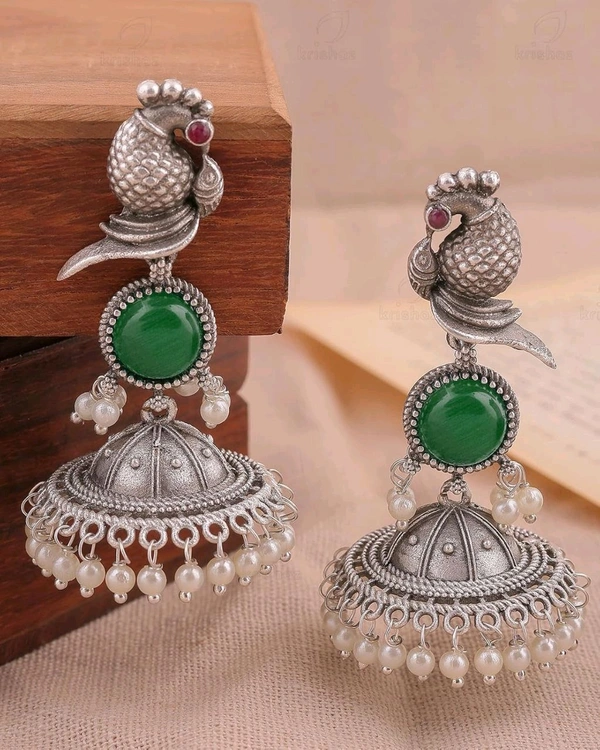 PARAKEET" PARROT JHUMKI EARRINGS Crystal Brass Jhumki Earring - Killarney