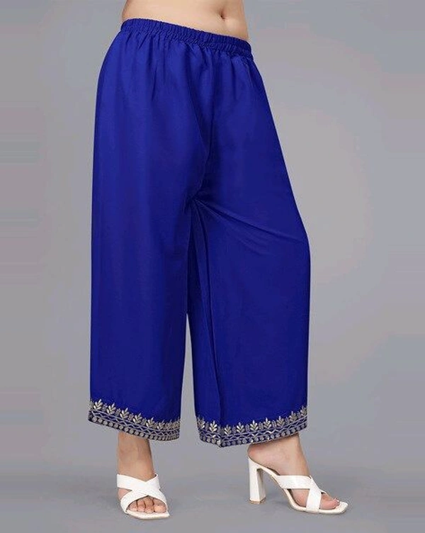 Women's Georgette Sleeveless Kurti Set With Embroidered Lace  - Blue, XXL