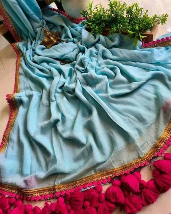 Solid/Plain Mangalagiri Georgette Saree (Pack of 2, Black, Pink) - Fountain Blue, Free Size