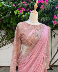 Georgette fabric with all over c pallu sequence lace cut work Saree - French Lilac, Free Size