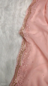 Georgette fabric with all over c pallu sequence lace cut work Saree - French Lilac, Free Size
