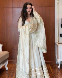 Mumtaz Tissue Anarkali Set - XXXL, Satin Linen