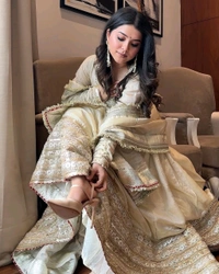 Mumtaz Tissue Anarkali Set - XL, Satin Linen