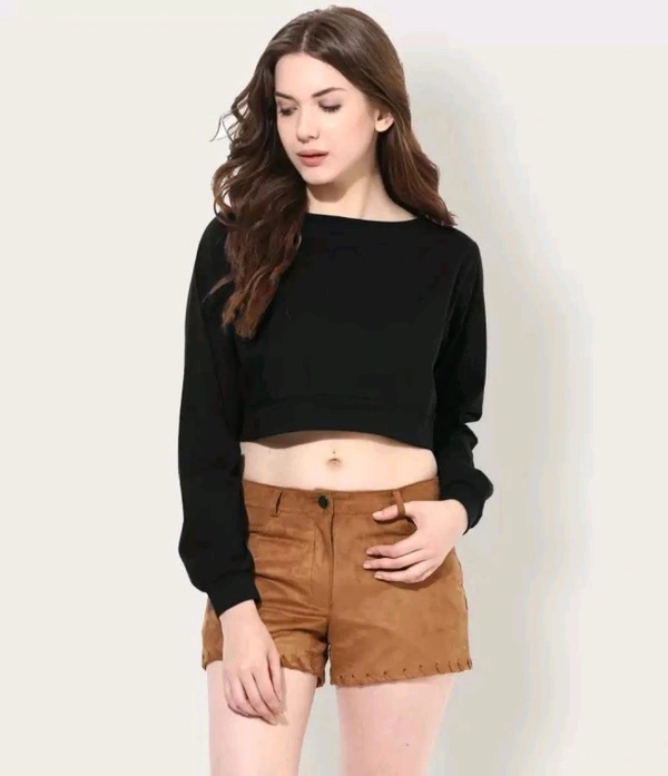 Casual Regular Sleeves Solid Women Black Top - Black, L