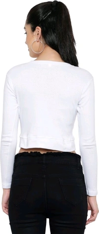 Casual Regular Sleeves Solid Women Black Top - White, M