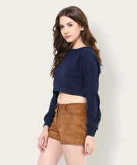 Casual Regular Sleeves Solid Women Black Top - Ebony Clay, S